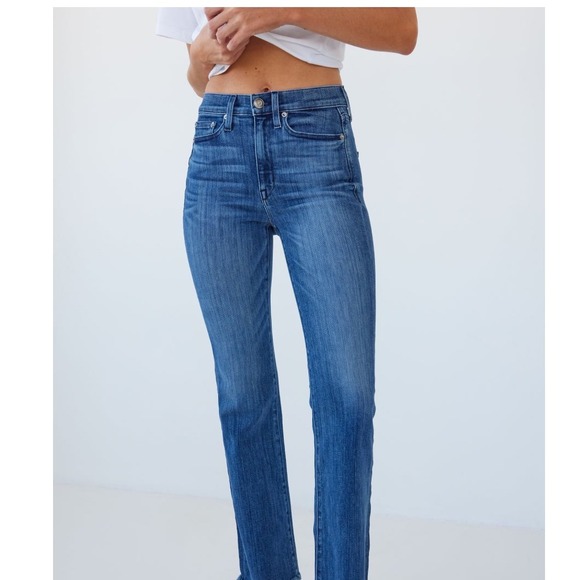 AYR The Pop High Rise Straight Leg Ankle Jeans Sz 29 Denim Luxe Made in USA - Picture 1 of 13